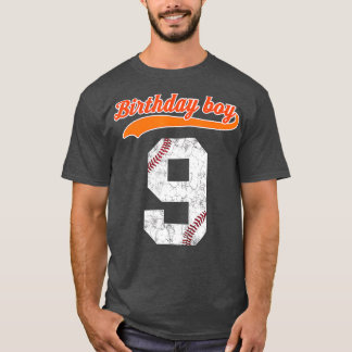 Camiseta Feliz aniversário 9 anos Meninos dotados de beiseb