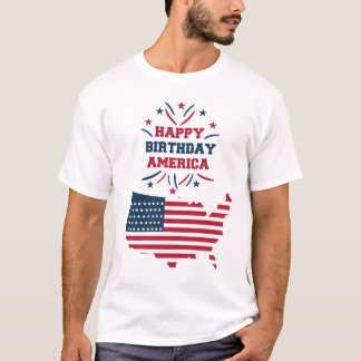 Camiseta feliz aniversário américa