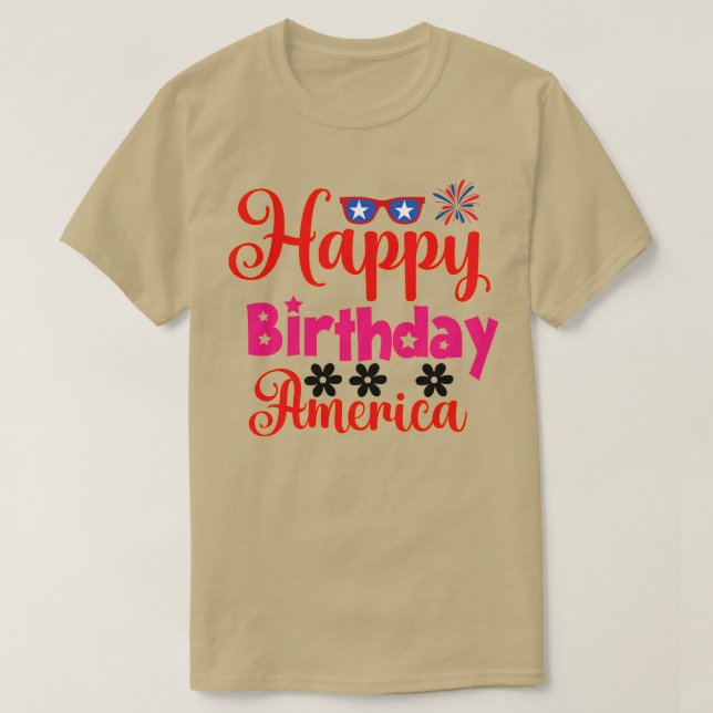 Camiseta feliz aniversário américa eua 4 de julho (Frente do Design)
