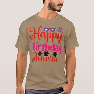 Camiseta feliz aniversário américa eua 4 de julho