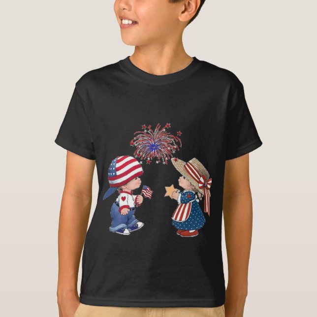 Camiseta Feliz Aniversário, Americanos Kids (Frente)