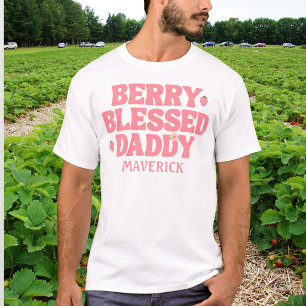 Camiseta Feliz Aniversário ao Papai Abencoado Morango Doce 