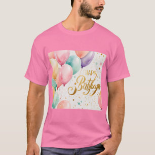 Camiseta Feliz Aniversário Balão Pastel Feliz