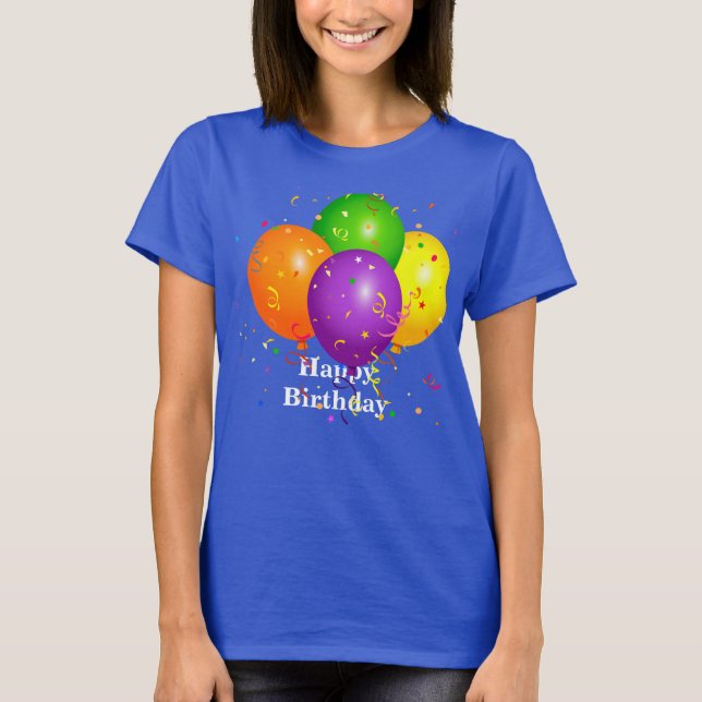 Camiseta Feliz aniversário, Balões de Celebração (Frente)