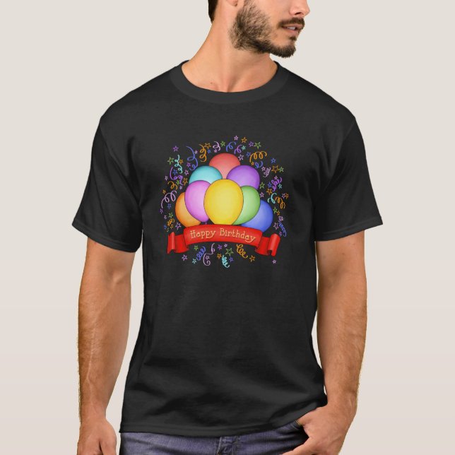 Camiseta Feliz aniversário Balões-T-Shirt Masculina (Frente)