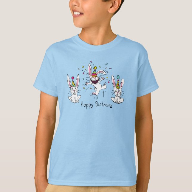 Camiseta Feliz Aniversário Bonito Coelhos Coelhos Coelhos (Frente)