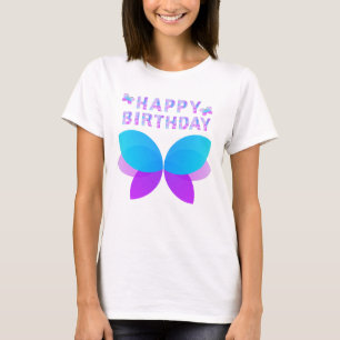 Camiseta Feliz Aniversário Borboleta T-Shirt