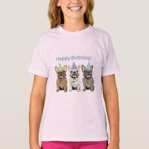 Camiseta Feliz Aniversário! Bulldogs Franceses