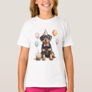 Camiseta Feliz Aniversário Cão Rottweiler
