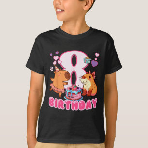 Camiseta Feliz Aniversário Capy 8 Anos Para Mim 8º Aniversá