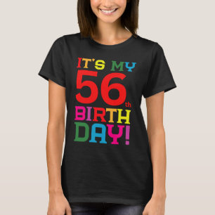 Camiseta Feliz Aniversário Colorido De 56 Anos É Meu 56 Bi