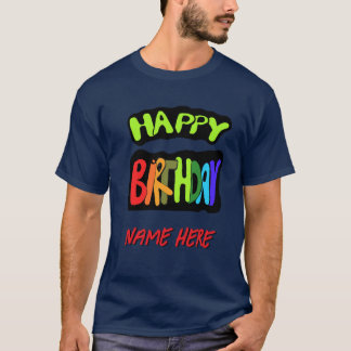 Camiseta Feliz aniversário com nome personalizado
