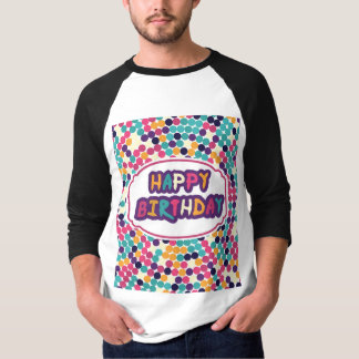 Camiseta Feliz Aniversário com Texto Personalizado Círculos