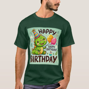 Camiseta Feliz Aniversário Cute Dino Roar