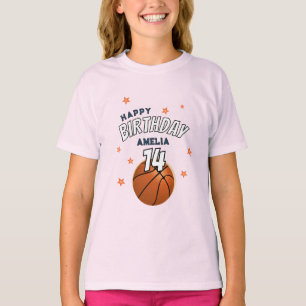 Camiseta Feliz Aniversário da Bola de Basquete
