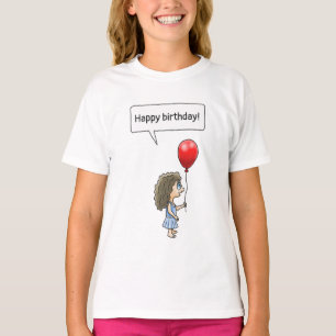 Camiseta Feliz Aniversário da Rapariga do Balão