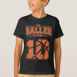 Camiseta Feliz Aniversário De 10 Anos Meninos De Basquete T