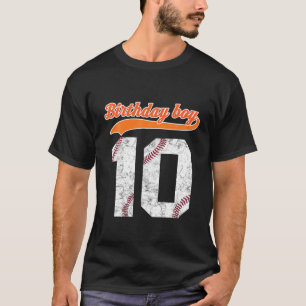 Camiseta Feliz Aniversário De 10 Anos Meninos De Beisebol