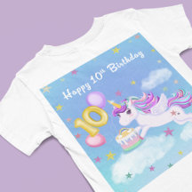 Feliz aniversário de 10 anos Unicórnio com Bolo de