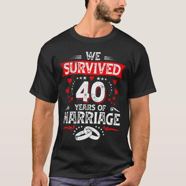 Camiseta Feliz aniversário de 40 anos de casais de casament (Frente)