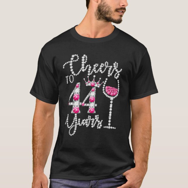 Camiseta Feliz Aniversário De 44 De 44 Anos Rainha D (Frente)