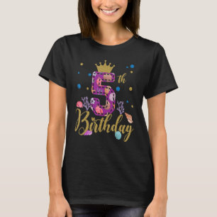 Camiseta Feliz aniversário de 5 com Legal coroa e número