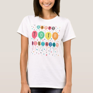 Camiseta Feliz aniversário de 70 com balões