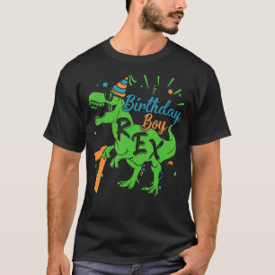 Camiseta Feliz Aniversário de 7 Anos Menino Engraçado Dinos