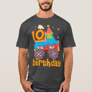 Camiseta Feliz aniversário de dez anos, menino e mons de me