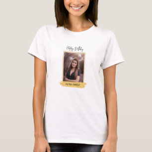 Camiseta Feliz aniversário de luxo Dourado e preto com marc