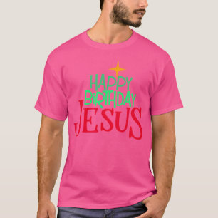 Camiseta Feliz aniversário de Natal cristão Jesus Mulheres