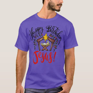 Camiseta Feliz Aniversário de Natal Jesus Feriado Feio Doce