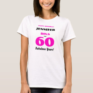 Camiseta Feliz Aniversário Diva 60 Anos Fabulosos Rosa Quen
