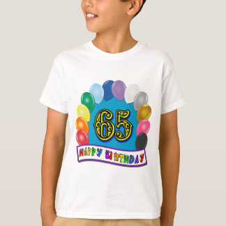 Camiseta Feliz aniversário do 65º aniversário com balões