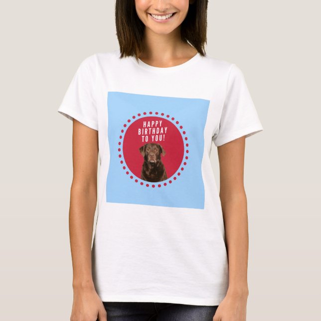 Camiseta Feliz Aniversário do Cachorro Gelado Gelado e Retr (Frente)
