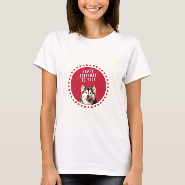 Camiseta Feliz Aniversário do Cachorro Siberiano (Frente)