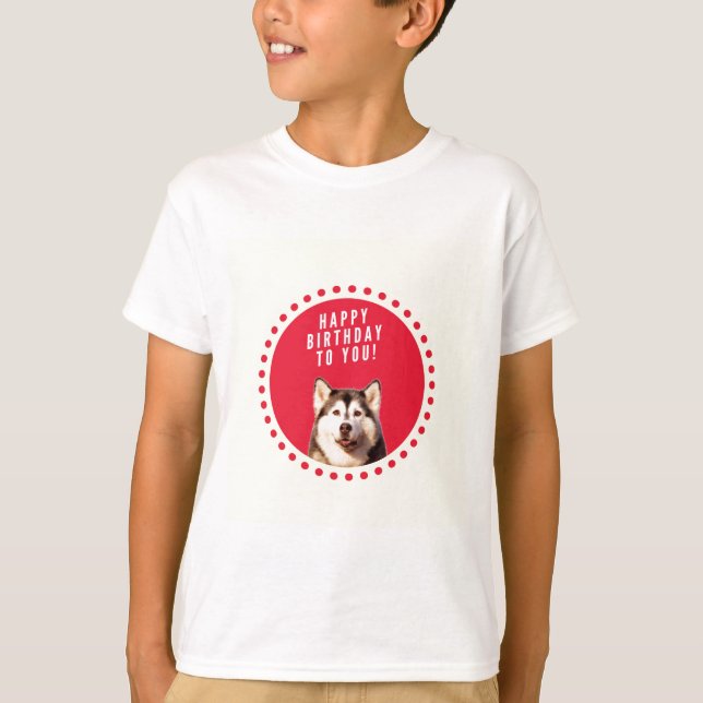 Camiseta Feliz Aniversário do Cachorro Siberiano (Frente)