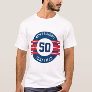 Camiseta Feliz Aniversário do Esporte Jersey Stripes Nome 