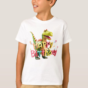Camiseta Feliz Aniversário Estátua de Dinossauro – Festa de