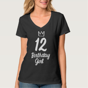 Camiseta Feliz aniversário Festa de 12 de Meninas de 12 Ano