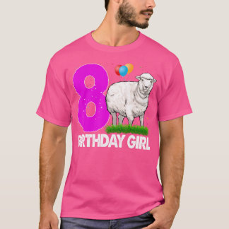 Camiseta Feliz Aniversário Garota 8 Branca Ovelhas