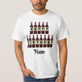 Camiseta Feliz Aniversário Garrafas de Vinho Vermelho Perso