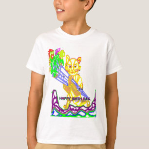 Camiseta Feliz Aniversário Gato com Flores