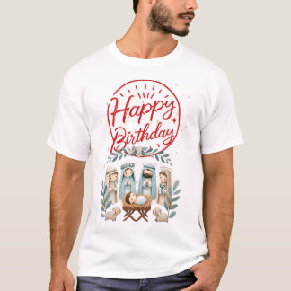 Camiseta Feliz Aniversário Jesus Cristo com 3 Reis