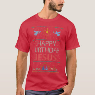 Camiseta Feliz Aniversário Jesus Feio Doce de Natal