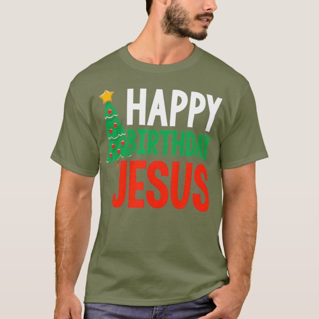 Camiseta Feliz aniversário Jesus Natal cristão (Frente)
