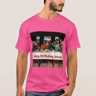 Camiseta Feliz Aniversário Jesus Tema Engraçado de Natal