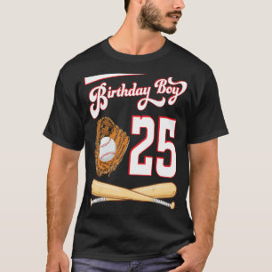 Camiseta Feliz Aniversário Jogador De Beisebol De 25 Anos D