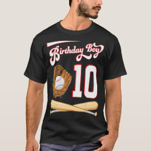 Camiseta Feliz Aniversário Jogador De Beisebol Rapaz De 10 