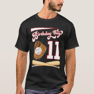 Camiseta Feliz Aniversário Jogador De Beisebol Rapaz De 11 